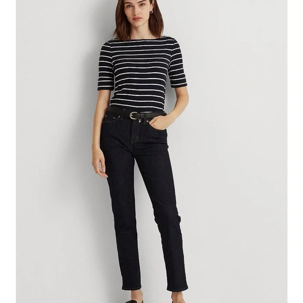 Tommy Hilfiger Navy and White Striped Top